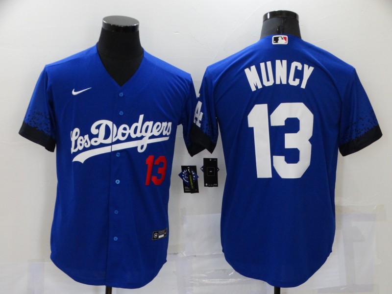 Men Los Angeles Dodgers #13 Muncy Blue City Edition Game Nike 2021 MLB Jersey